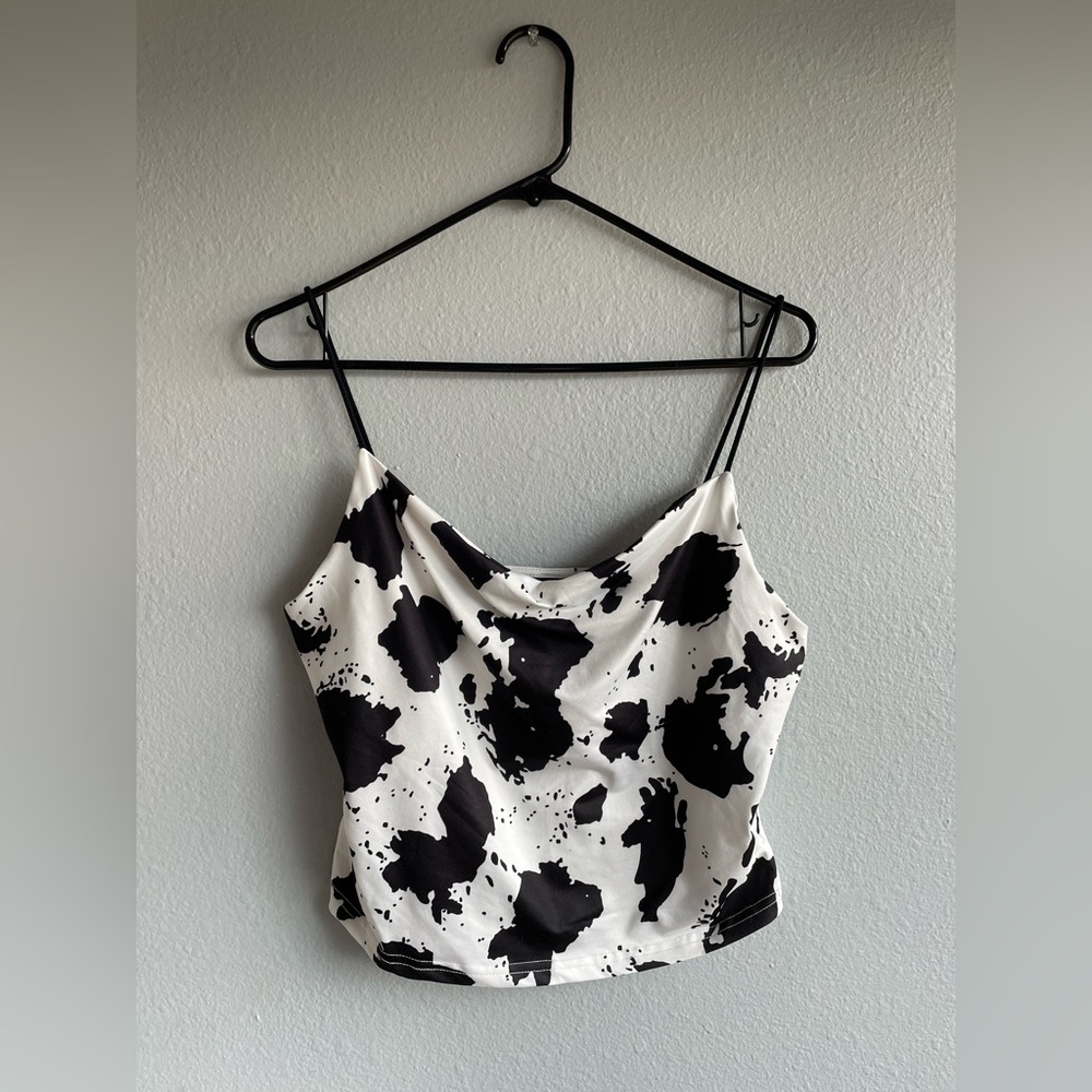 Cow print silky top